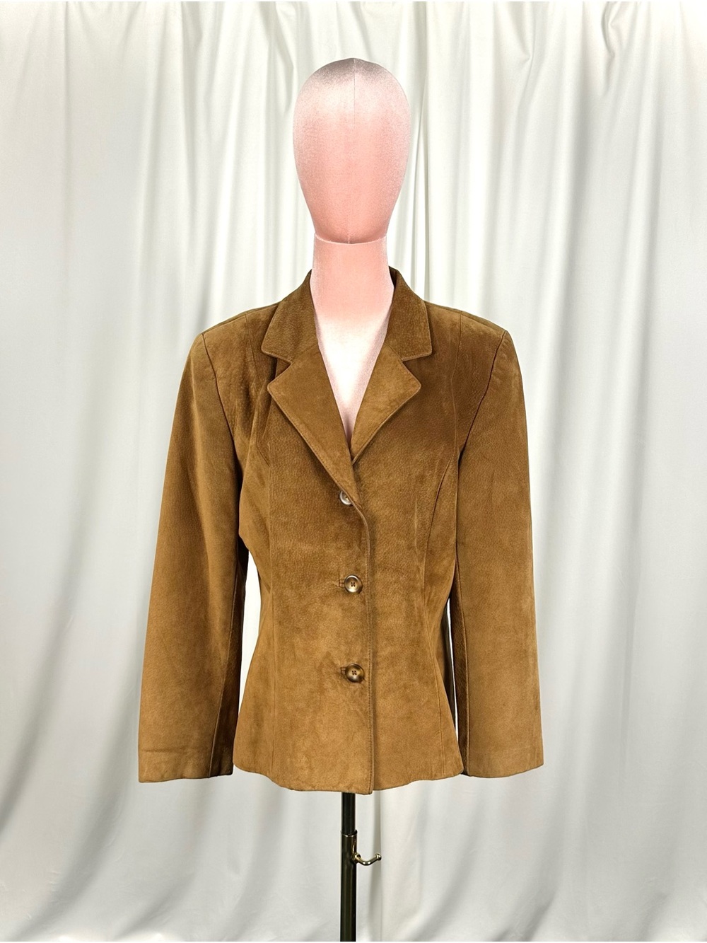 Vintage 90s Danier Camel Brown Genuine Suede Leather Blazer